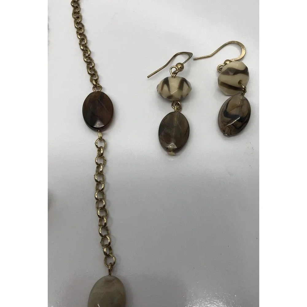 Matching Necklace Dangle‎ Earrings Gold Tone 18-24